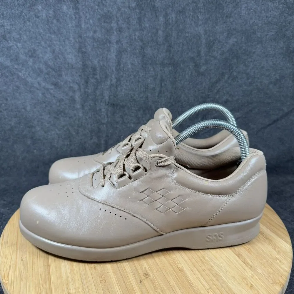 S SAS Walk Easy Be Happy Women's 9 N Brown Leather Walking Sneaker Shoes‎